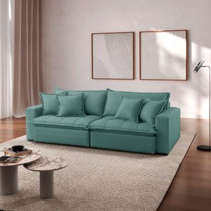 Sofá Cama Jupiter 3 Lugares Retrátil Reclinável 2,30m Veludo com Molas Ensacadas