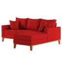 Ver imagem 4 de Sofá 3 Lugares Beny com Chaise Direito Suede Vermelho