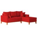 Ver imagem 3 de Sofá 3 Lugares Beny com Chaise Direito Suede Vermelho