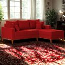 Ver imagem 2 de Sofá 3 Lugares Beny com Chaise Direito Suede Vermelho