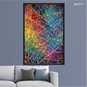 Quadro Decorativo - Arte Abstrata Linhas Coloridas Abg015 Vidro com Impressão Uv - 80x60cm