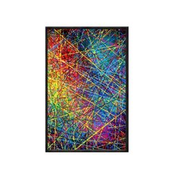 Quadro Decorativo - Arte Abstrata Linhas Coloridas Abg015 Vidro com Impressão Uv - 80x60cm - 2