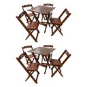 Ver imagem 1 de Kit 2 Conjuntos Mesa Dobrável Madeira 70x70 com 4 Cadeiras Personalizada Jack Imbuia - Tarimatã