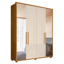 Ver imagem 1 de Guarda-Roupa Casal 4 Portas 3 Gavetas com 2 Espelhos Greco 187cm MDF Cinamomo/Off White Quarto