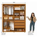 Ver imagem 5 de Guarda-Roupa Casal 4 Portas 3 Gavetas com 2 Espelhos Greco 187cm MDF Cinamomo/Off White Quarto