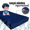 Ver imagem 3 de Capa Protetora Impermeável Colchão Lençol Elástico Solteiro 88x188x20cm - Azul Marinho