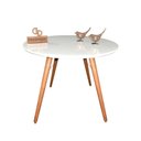 Ver imagem 1 de Mesa Jantar Pés Palitos Tampo Redondo Vidro Laqueado 110cm Branco