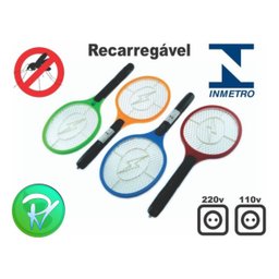 Raquete Elétrica Mata Mosquito Insetos - Recarregável - BiVolt 110 - 220 - 3