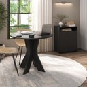 Ver imagem 1 de Conjunto 2 Peças com Mesa Redonda para Home Office ou Reuniões e Balcão Multiuso com Nicho Preto Artany
