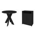 Ver imagem 4 de Conjunto 2 Peças com Mesa Redonda para Home Office ou Reuniões e Balcão Multiuso com Nicho Preto Artany