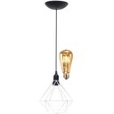 Ver imagem 1 de Pendente Aramado Diamante Teto Luminária Retrô Balcão Agp Branco + Lâmpada Led ST64 Vintage Agp Ilum