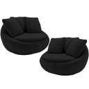 Ver imagem 1 de Kit 02 Poltronas para Sala de Estar Decorativa Giratória Kira M03 Veludo Preto - Lyam Decor
