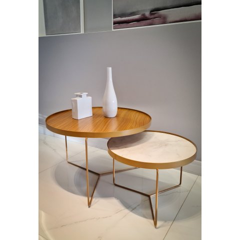 Conjunto Mesas de Centro Douradas - Montadas