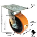 Ver imagem 2 de Rodizio Industrial para Carga Pesada 4x2 Pol. S/freio 400 Kg