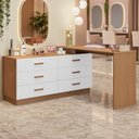 Ver imagem 1 de Mesa Manicure em L 138CMX138CMX43,5cm com 6 Gavetas Leonie Yescasa