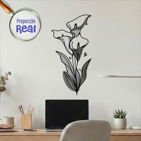Adesivo Floral Boho Cinza Estilo Nórdico 30x60 Minimalista Mod.04