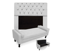 Ver imagem 1 de Jogo Com Cabeceira Mirage + Recamier Baú Fenix Casal 140 cm Suede Branco - LM DECOR