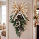 Ver imagem 3 de Guirlanda de Natal Guirlanda Natalina Enfeite Glitter Porta Parede Verde 55cm