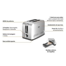 Torradeira Philco 7 Níveis de Tostagem Ptr03a 3 Funções 110v - 5