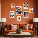 Ver imagem 2 de Kit 7 Quadros Decorativos Bauhaus - Posters - com Vidro:madeira Branca