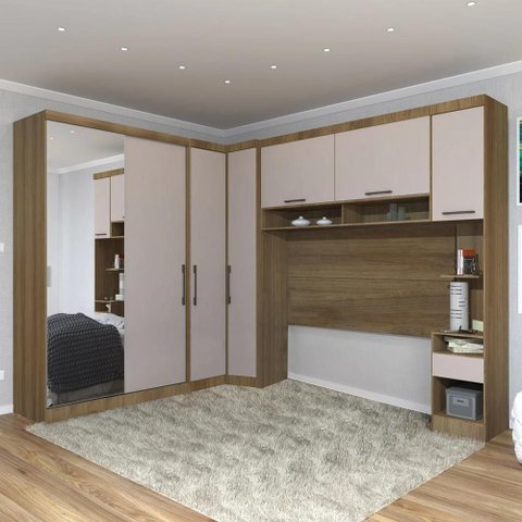Guarda Roupa Casal Modulado Espelho Cp06 Delphi Avelã/cinnamon L01 - Mpozenato