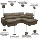 Ver imagem 4 de Sofá 4 Lugares Retrátil Reclinável Chaise Direito 288cm Solin F04 Veludo Marrom Claro - Lyam