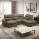Ver imagem 3 de Sofá 4 Lugares Retrátil Reclinável Chaise Direito 288cm Solin F04 Veludo Marrom Claro - Lyam