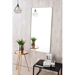 Espelho Retro Quadrado com Moldura em Metal 90 X 60 Cm - Branco - 4