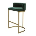 Ver imagem 2 de Banqueta Alta Estofada Estrutura Aço Carbono Belly Ii Base Dourada 75cm Suede Verde