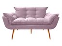 Ver imagem 2 de Kit Namoradeira + 2 Poltronas + 1 Puff Decorativo Opala Suede Rosê Pés Madeira Mz Decor