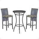 Ver imagem 1 de Mesa Bistrô e 2 Banquetas Roma Preta Corda Estofado 6 Trama Prata