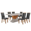 Ver imagem 2 de Mesa de Jantar Aster 180cm Tampo MDF e Vidro Canto Copo com 6 Cadeiras Lira Moderna