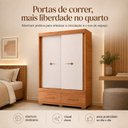 Ver imagem 6 de Guarda-Roupa Solteiro 2 Portas de Correr 2 Gavetas Sereno Marrom Freijo/Off White