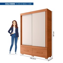 Guarda-roupa Solteiro 2 Portas de Correr 2 Gavetas Sereno - 6