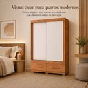 Ver mais imagens de Guarda-Roupa Solteiro 2 Portas de Correr 2 Gavetas Sereno Marrom Freijo/Off White