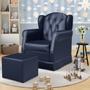 Ver imagem 2 de Poltrona de Amamentação e Descanso com Balanço e Puff Lucy P04 Sintético Azul Marinho - Mpozenato