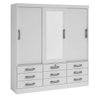 Guarda Roupa Casal com Espelho 3 Portas 9 Gavetas - Meridian -Branco - Móveis D'Doro - 1