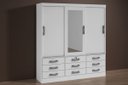 Ver imagem 2 de Guarda Roupa Casal com Espelho 3 Portas 9 Gavetas - Meridian -Branco - Móveis D'Doro