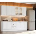 Ver imagem 1 de Cozinha Modulada 240cm 5 Peças 11 Portas 3 Gavetas Americana Henn - Branco/calcare