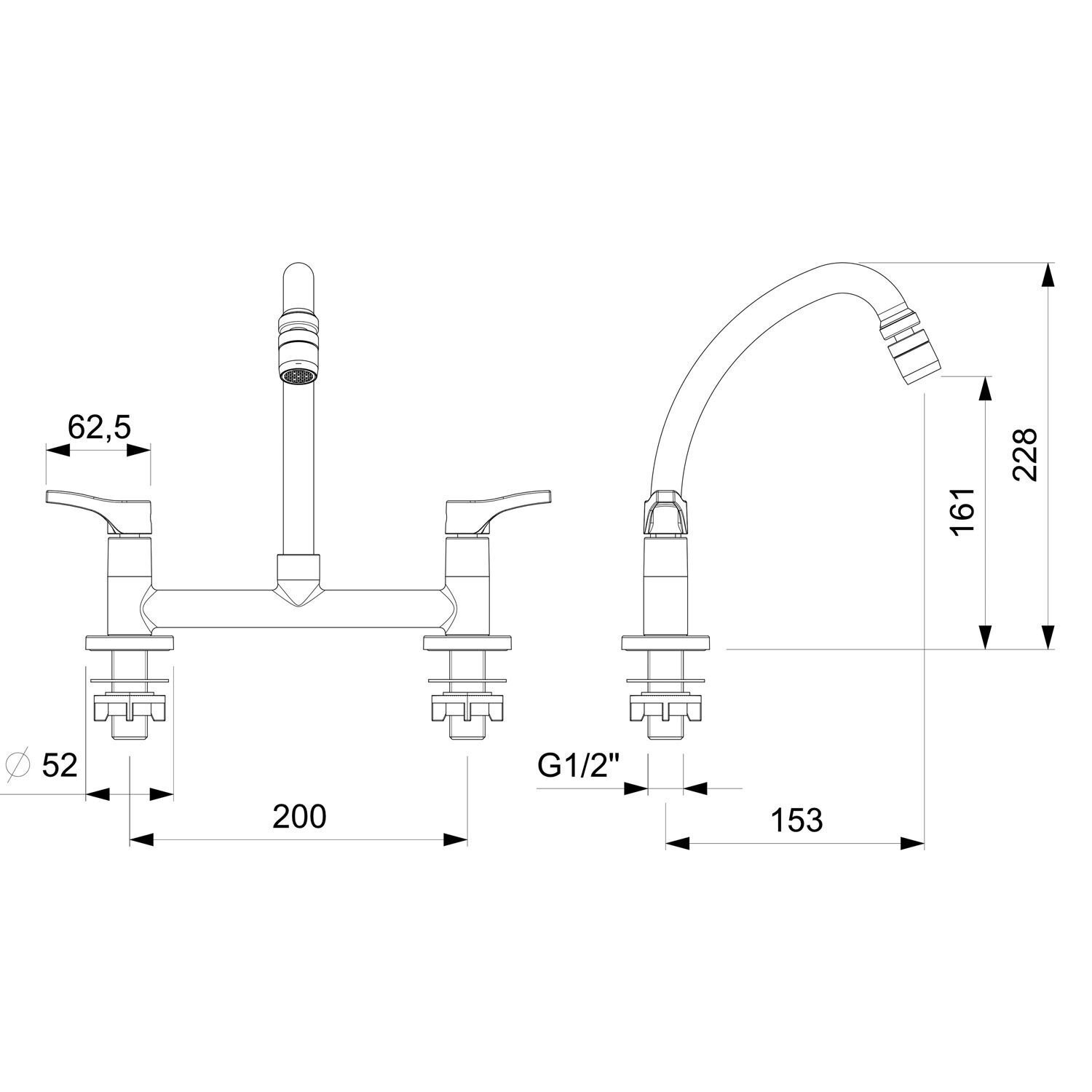 Misturador para Cozinha de Mesa Bica Móvel com Arejador Articulado Like - 2