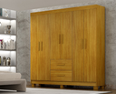 Ver imagem 1 de Guarda Roupa Solteiro 6 Portas 2 Gavetas com Pés 148cm Cali Cinamomo - CHF Móveis