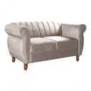 Ver imagem 5 de Sofá Realeza 2 Lugares 146cm Bege Suede Fixo Estilo Clássico Bella Decor