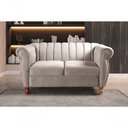 Ver imagem 3 de Sofá Realeza 2 Lugares 146cm Bege Suede Fixo Estilo Clássico Bella Decor