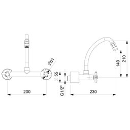 Misturador para Cozinha de Parede com Bica Móvel e Arejador Articulado - 2