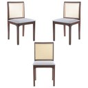 Ver imagem 1 de Kit 03 Cadeiras Sala de Jantar Madeira Maciça Steve Tela Rattan Sextavano Linho Cinza/Amêndoa G55 -
