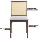 Ver imagem 3 de Kit 03 Cadeiras Sala de Jantar Madeira Maciça Steve Tela Rattan Sextavano Linho Cinza/Amêndoa G55 -