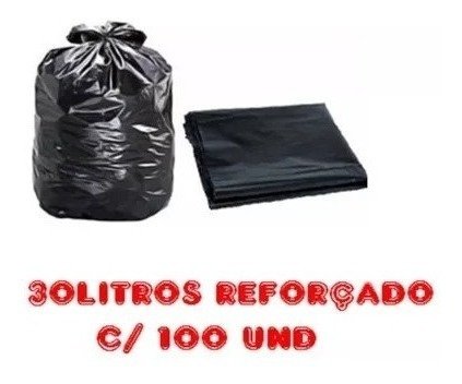 Saco de Lixo 30litros C/ 100 Un Preto Reforçado