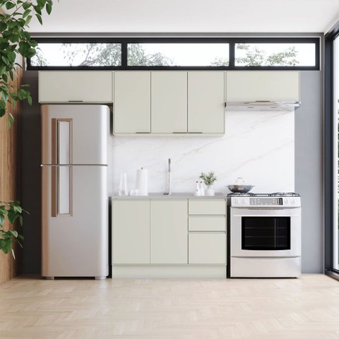 Cozinha Completa Fineze 8 Portas 2 Gavetas 100% MDF Areia Hp - Henn