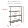 Estante Multiuso 30cm - 4 Bandejas - 22kg por Prateleira - Cinza - 2