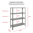 Ver imagem 2 de Estante Multiuso 30cm - 4 Bandejas - 22kg por Prateleira - Cinza
